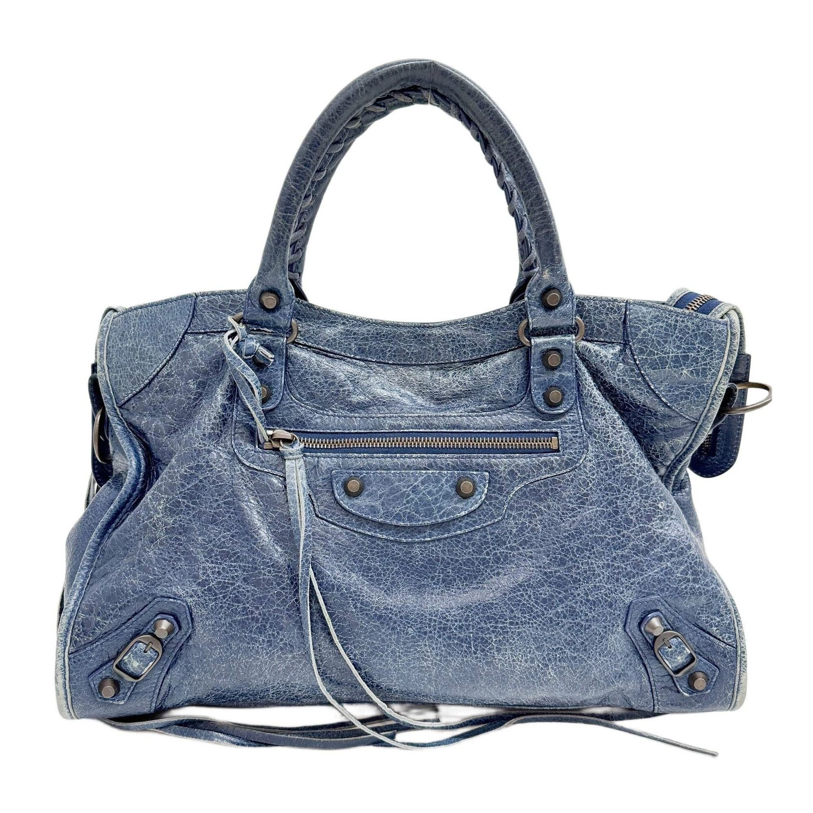 Balenciaga — BALENCIAGA The City Ocean Blue Leather Two Way Bag