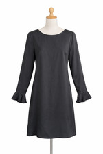 Designer GOAT Silk Shift Dress Ruffle Sleeve Grey Dress uk 14