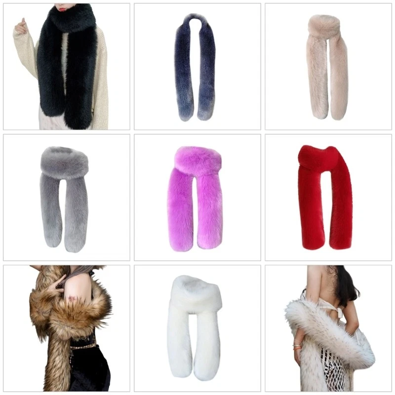 Elegant Faux Furs Neck Warmer for Fashionable Ladies Winter Warmth Furry Scarf