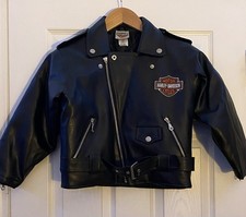 Harley Davidson Motorcycles PVC Simulated Leather Embroidered Jacket Kids Size 7