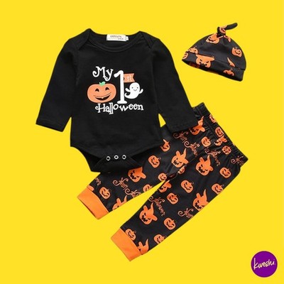 Maxtoonrain Baby ''My First Halloween'' 3-teiliges Outfit-Set, Baumwolle, schwarz, 3-6 Monate