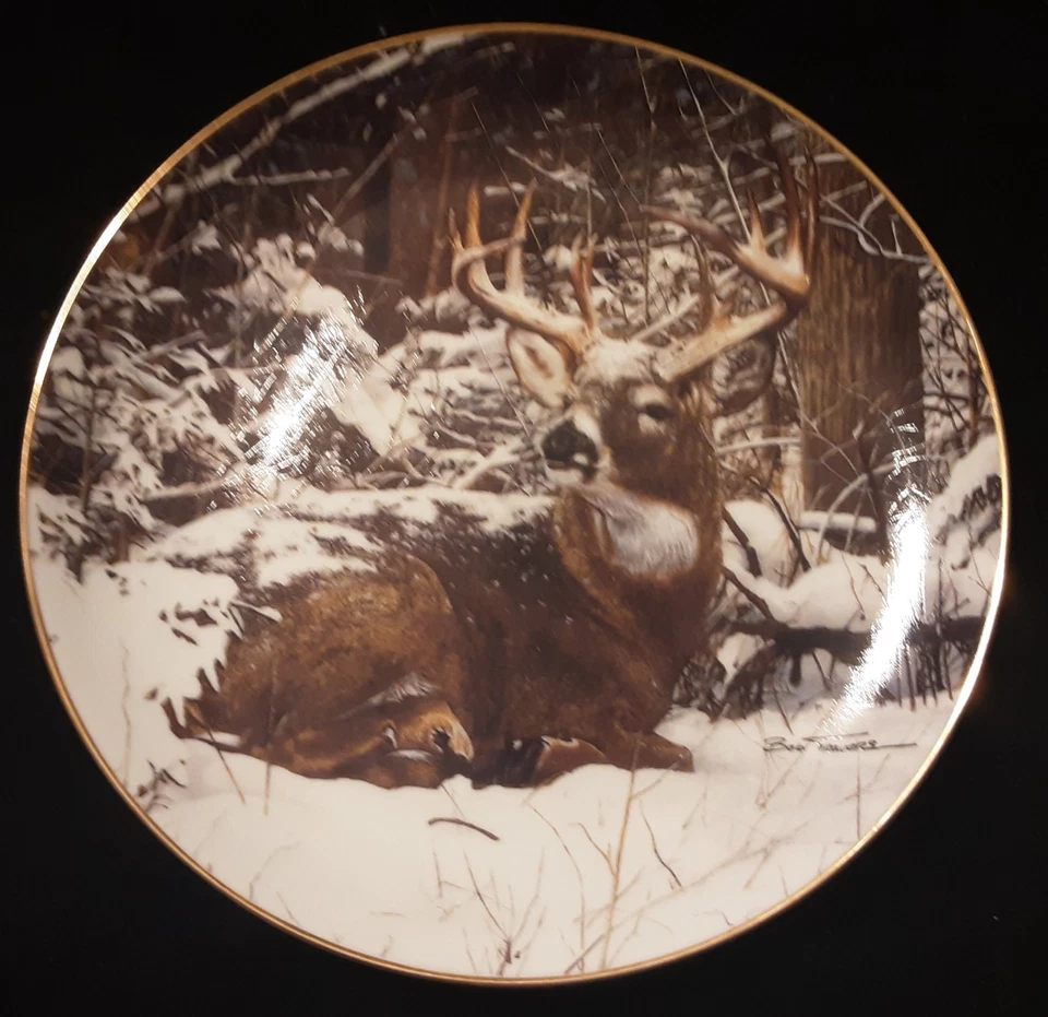 Franklin Mint Call of the Wild (Wolf) & Danbury Mint Winter Stag (Deer) Plates - Image 4 of 4