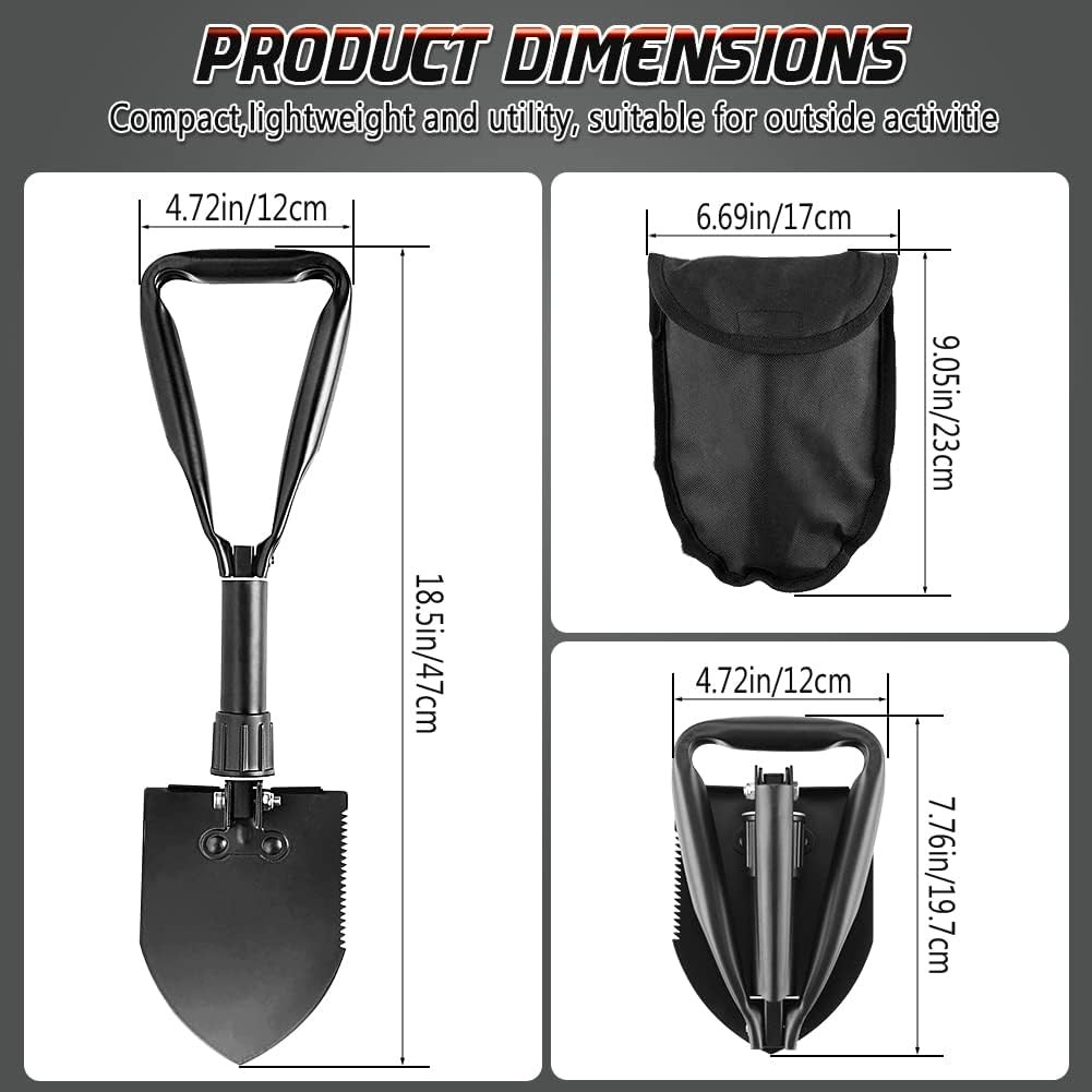 Portable Folding Camping Shovel 18.5in Carbon Steel Lightweight Mini Trowel
