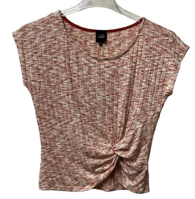 W5 Women s Size Medium Short Sleeve Ribbed Knot Pink Top