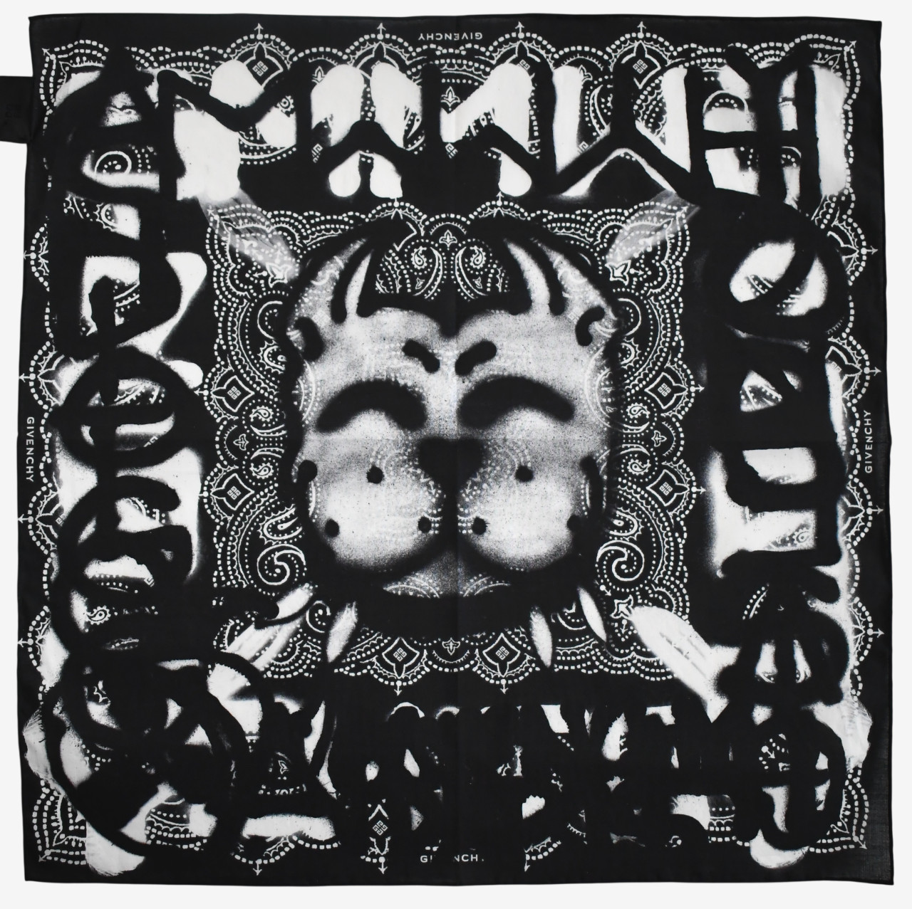 New GIVENCHY Black Chito Edition 100% COTTON Small Square Scarf Bandana