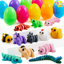 12Pcs Prefilled Easter Eggs with 3D Mini Animals, Magic Toy, Easter Basket Stuff