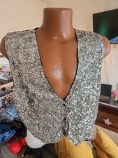 vintage mens small silver sequin vest great epic venue