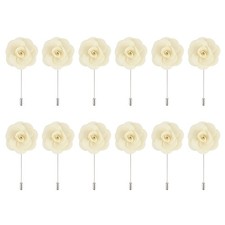 12Pcs Groom Boutonnieres Rose Boutonnieres Pins 3.5"x1.6" for Wedding Apricot