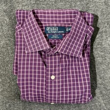 Polo Ralph Lauren Men  s Regent Purple/ White Check Long Sleeve Shirt 16/Large