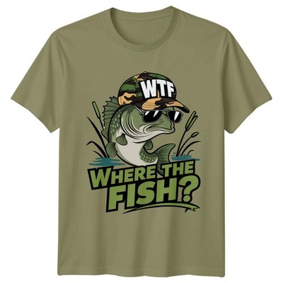 WTF Bass Fishing Herren T-Shirt Where The Fish Humorous Angler Tee