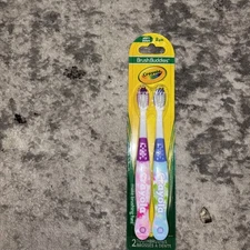 Brush Buddies Crayola 2 Pack Soft Toothbrushes Purple Blue