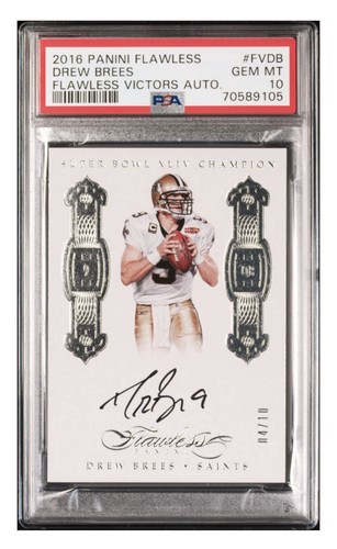 2016 Panini Flawless Drew Brees Flawless Victors Auto #FVDB /10 PSA 10 SuperBowl