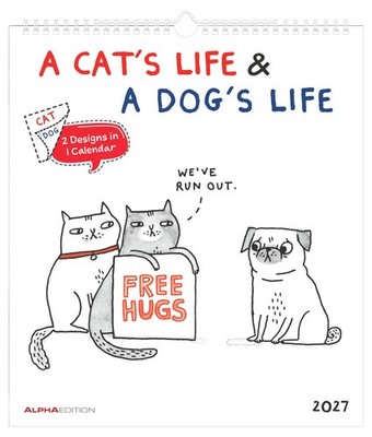 A Cat s Life & A Dog s Life 2027 Wandkalender 30x34 cm mit Katzen- und Hunde-...