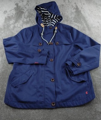 Joules Jacket Womens UK 16 Navy Blue W Coast Waterproof Nautical Outdoor Coat