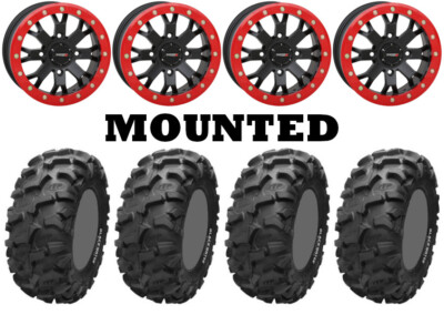 Kit 4 Blackwater Evolution 27x9-14/27x11-14 on SB-4 Beadlock Mt Blk Red Nar 1KXP