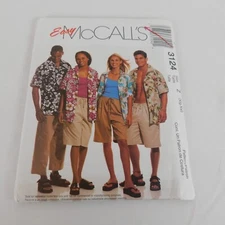 McCalls 3124 Sewing Pattern Women Men Teens Unisex Shirt Shorts Size XL XXL UC