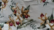 Trendex Bark Cloth Fabric Sample 26" X 26" Unused   Beige w/ Orchids Pillow Size