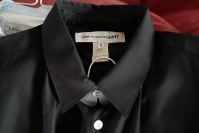 Comme Des Garcons Shirt Side Zip Long Sleeve Black Cotton W27048