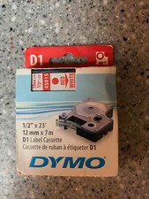 45015 Red on White Label Tape DYMO D1 Labelmanager 100 120P 150 160 12mm 