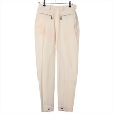 Authentic HERMES Sellier Cotton Pants Women's Size 38 Ivory As is