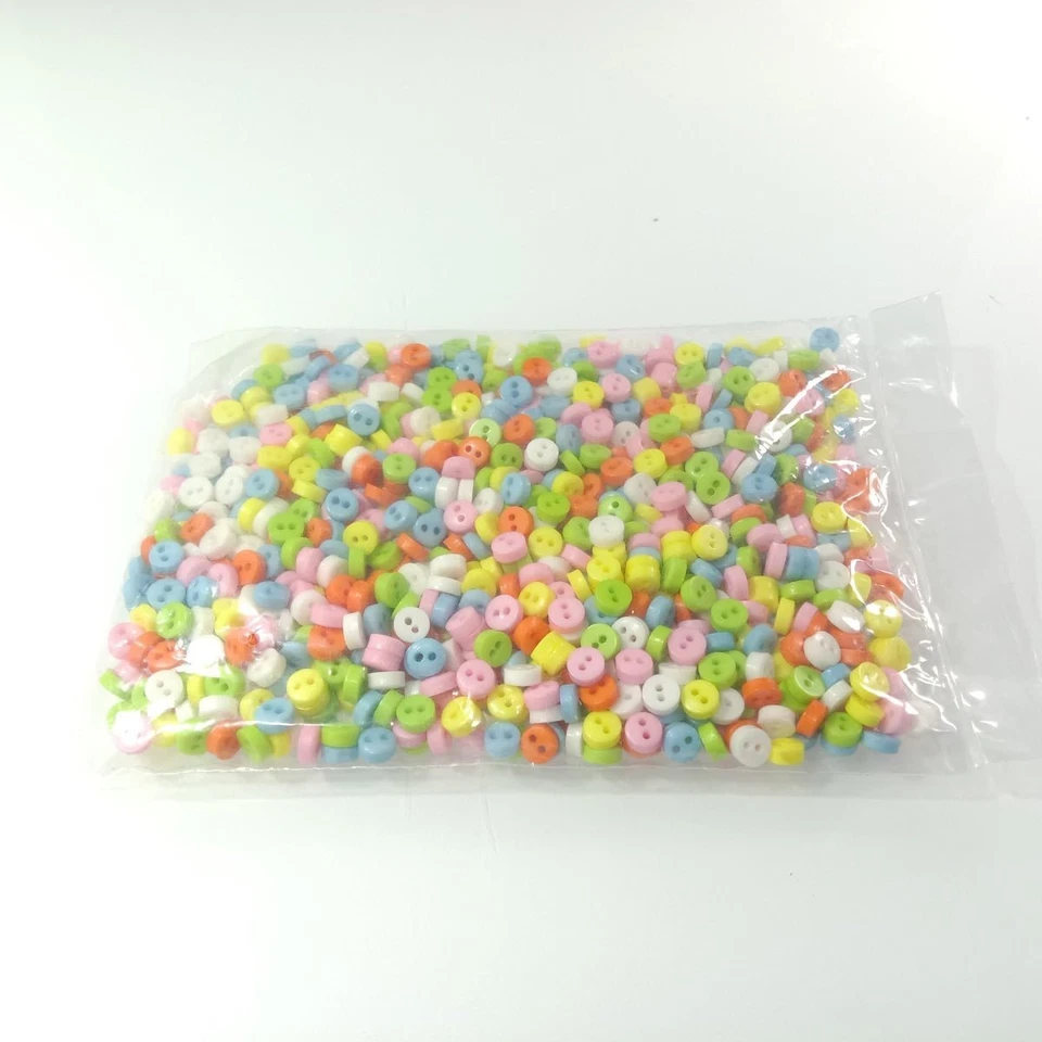 1000pcs 6mm Mixed Colour 2-Hole Resin Mini Buttons Sewing Round Doll Crafts - Image 4 of 4