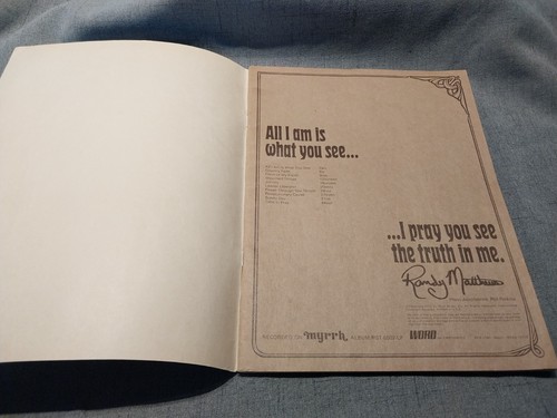RANDY MATTHEWS -All I Am Is What You See... 1972 songbook, 37 pages, Jesus Music - Picture 2 of 5