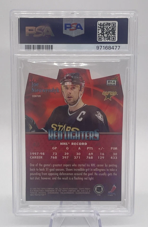 1998-99 Topps Finest Red Lighters Joe Nieuwendyk R14 Refractor POP 4 None 🔼🏒🔥 - Image 2 of 2