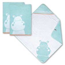 Dyckhoff Dziecięca seria frotte Friends HIPPO miętowy Ręcznik kąpielowy Ręcznik z kapturem