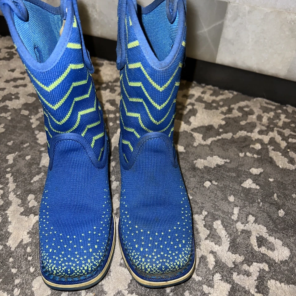 Botas de Vaquero Laredo Niños Ziggy Perform Air Punta Cuadrada Talla 10 Unisex Azul Verde Foto 4 de 4