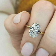 2Ct Lab-Created Diamond Women's Solitaire Engagement Ring 14K Yellow Gold Fn.