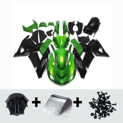 For Kawasaki Ninja ZX14 ZX1400 2006-2011 Green Black Fairings Bodywork Cover Kit