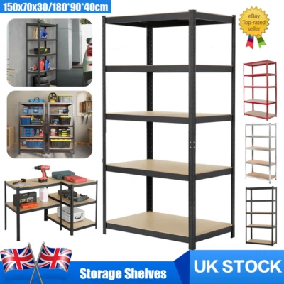 5 TIER METAL SHELVING UNIT STORAGE RACKING SHELVES GARAGE WAREHOUSE SHED