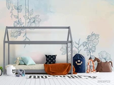 3D Hand Drawn Floral Wallpaper Wall Mural Removable Self-adhesive Sticker1551