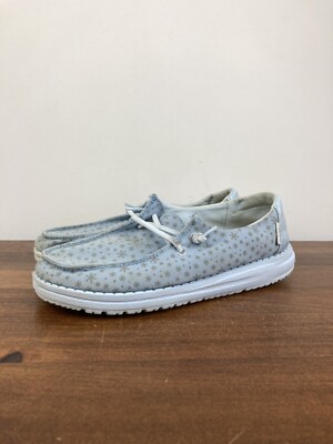 Hey Dude Wendy Youth Ice Princess Loafers Blue Snowflakes Shoes Size Y3 - L4