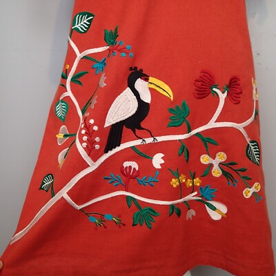 bird embroidered dress Khaki Flower Bird Embroidered Midi Dress – FARM Rio main image 0