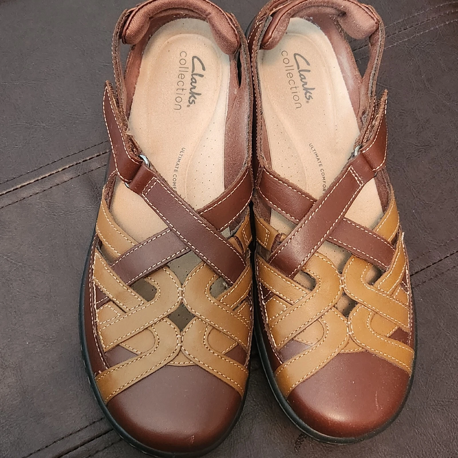 Sandalo Clarks donna 8M Ultimate Comfort Cora Dream bicolore marrone pelle