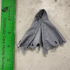 SU-CH-375-BDCGRY: 1/18 Grey Wired Battle Damaged hooded cape for 3.75" figures