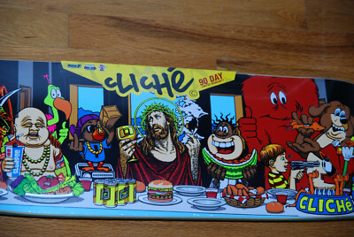 Cliche Last Supper Screen Printed Football Shape Skateboard Deck