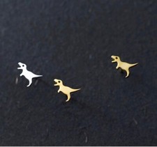 Tiny Dinosaur Stud Earrings/Silver Gold Small T-Rex Dino/Mini Adorable Lovely