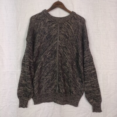 VINTAGE 80er EXKLUSIVER TRUSSARDI PULLOVER WOLLE UND LEINEN Gr. 52 KREISELKRAGEN MADE IN IT
