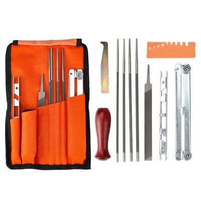 Universal Chainsaw Sharpener Tool Flat File, Handle, Filing Guide & Pouch