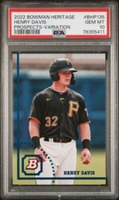 2022 Bowman Heritage Prospect VARIATION #BHP135 HENRY DAVIS Pirates PSA 10 GEM
