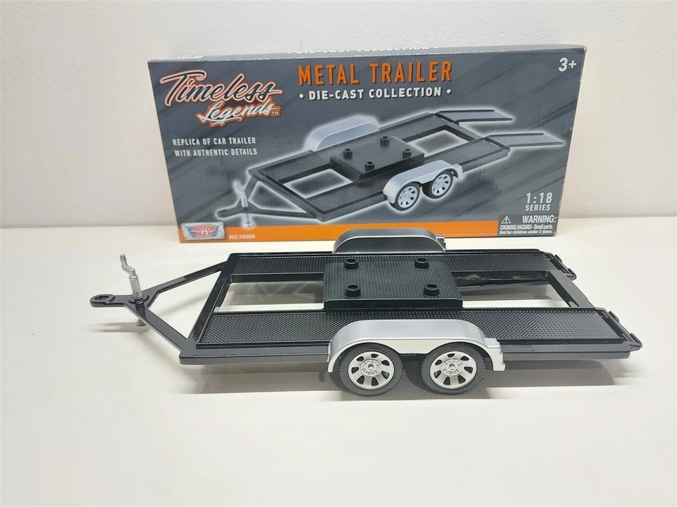 CARRELLO TRAILER TRASPORTO AUTO per FURGONE ASSISTENZA RALLY UNIVERSALE 1/18 - Immagine 3 di 4