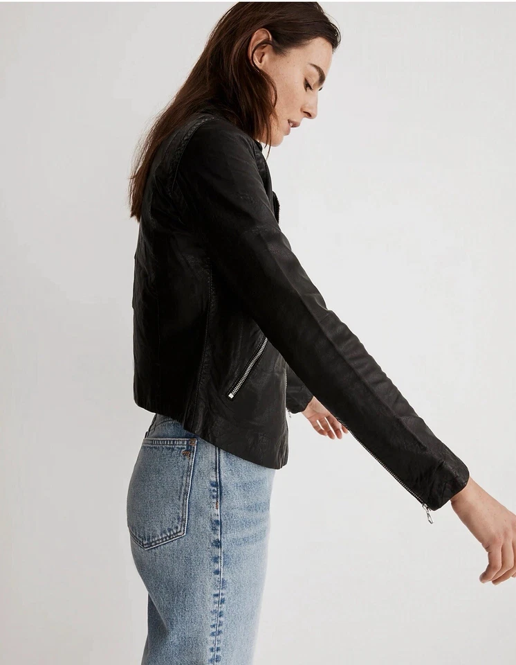 Madewell The Washed Leather Motorcycle Jacket- Size S - Image 2 of 4