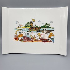 Guritno Australia Porcelain Rectangular Tray Plate Platter Ocean Scene Artwork