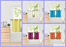 SET N29 SHEER SOLID SILKY WINDOW GROMMET PANEL CURTAIN LIGHT FILTERING 30"X24" 