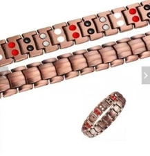 Copper Finish Magnetic Link Bracelet 4 Elements Arthritis Pain Relieve Bracelet