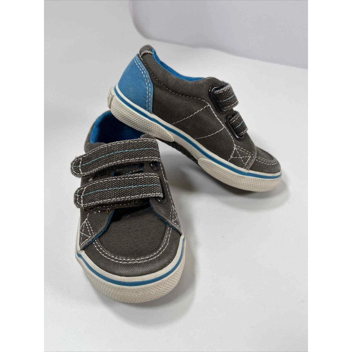 Infant Boy Sperry Gray Blue Halyard H L Crib My First Boat Shoes Sz 7M