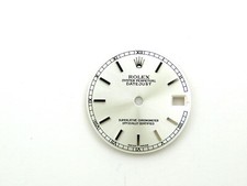 Quadrante Rolex Datejust bianco soleil, ref 68008, indici inox, 31 mm, con sfere