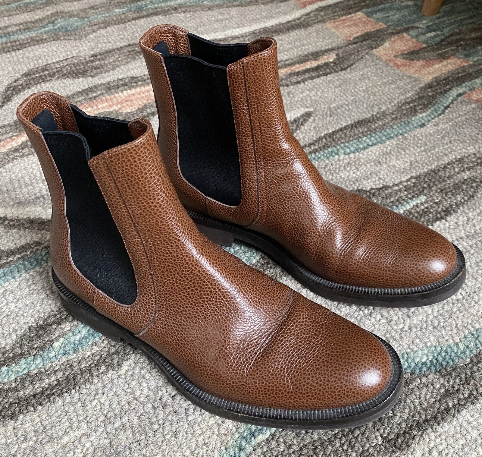 Dries Van Noten Chelsea Boots Mens 43 Brown Grain Leather Vibram